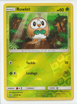 Rowlet 9/149 - Sun and Moon - Reverse Holo - Pokemon TCG - NM - Image 1