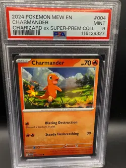2024 POKEMON MEW EN-151 004 CHARMANDER CHARIZARD ex SUPER-PREMIUM PSA 9 - Image 1