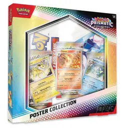 Pokemon TCG Prismatic Evolutions Factory Sealed 3-Pack Poster Collection Box - Image 1