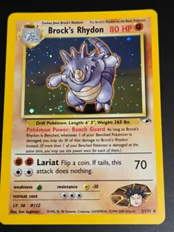 Pokemon Brock's Rhydon 2000 Pokemon Gym Heroes Holo Card LP - Image 1