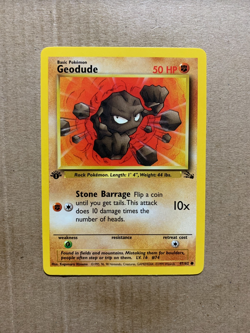 1st Edition Geodude 47/62 Fossil Set - Common Pokemon Card - NM/Mint - Image 1