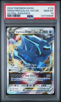2022 Pokemon Astral Radiance #114 Origin Forme Dialga VSTAR PSA 10 Card GEM MINT - Image 1