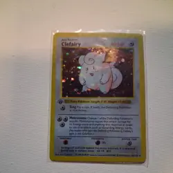 Pokemon Clefairy Base Set Holo Rare 40 HP 5/102 English Card - Image 1