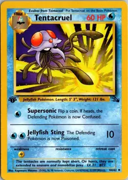 TENTACRUEL 44/62 UNCOMMON FOSSIL POKEMON 1ST EDITION LP - Image 1