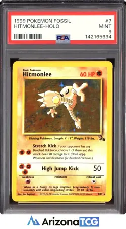 Pokemon 1999 Hitmonlee 7/62 Holo Rare Fossil PSA 9 - Image 1