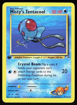 Misty's Tentacool 57/132 Uncommon Gym Heroes 1st edition Pokemon NM 01-03-160 - Image 1