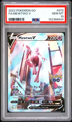 2022 POKEMON GO #072 FULL ART/MEWTWO V PSA 10 - Image 1