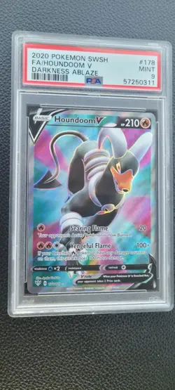 2020 Pokemon Sword And Shield Full Art Houndoom V Darkness Ablaze #178 Psa 9... - Image 1
