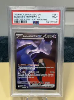 Pokemon Team Rocket's Mewtwo ex 281/217 Me: Ascended Heroes SIR Holo PSA 9 - Image 1