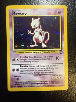 1999 Pokemon TCG Base Set 2 Mewtwo 10/130 Holo Rare 60 HP WOTC English - Image 1