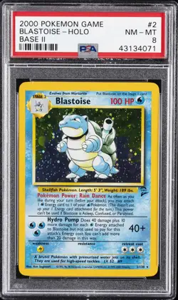 2000 POKEMON BASE SET 2 #2 BLASTOISE-HOLO PSA 8 - Image 1