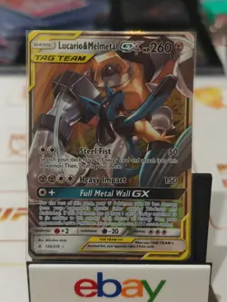 Lucario & Melmetal GX (120/214) Unbroken Bonds Tag Team Holo Rare Pokemon Card! - Image 1