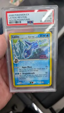 2006 POKEMON EX HOLON PHANTOMS #22 LATIOS-REVERSE FOIL PSA 8 - Image 1