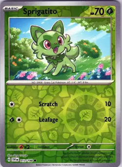 POKEMON SCARLET & VIOLET BASE REVERSE HOLO SPRIGATITO 013/198 PACK FRESH - Image 1