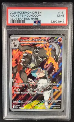 PSA 9 MINT Rocket's Houndoom 191/182 Illustration Rare DRI Pokemon Graded Card - Image 1