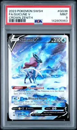 Pokemon TCG Suicune v Crown Zenith Ultra Rare Holo Card GG38/GG70 PSA 9 - Image 1