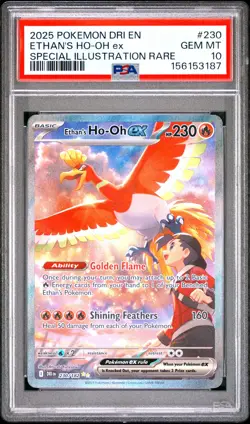 2025 POKEMON DESTINED RIVALS ILLUSTRATION RARE #230 ETHAN'S HO-OH EX PSA 10 - Image 1