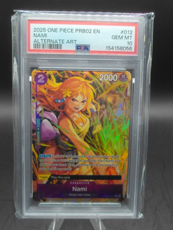Bandai One Piece Nami Alt Art Holo Rare PRB02-012 EN 2025 PSA 10 - Image 1