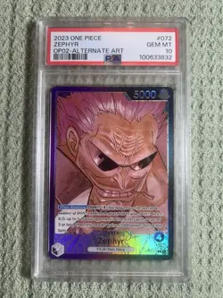 2023 ONE PIECE OP02-PARAMOUNT WAR ALTERNATE ART #072 ZEPHYR PSA 10 - Image 1