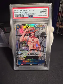2025 One Piece Carrying On His Will Portgas.D.Ace Manga Art SSP #OP13-119 PSA 10 - Image 2