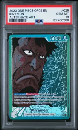 2023 ONE PIECE OP02-PARAMOUNT WAR ALTERNATE ART #025 KIN'EMON PSA 10 - Image 1