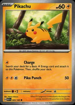 PIKACHU 025/165 Pokemon Card 151 Near Mint - Image 1