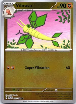 Vibrava 052/094 PFL Phantasmal Flames Pokemon Common Reverse Holo NM 2025 - Image 1