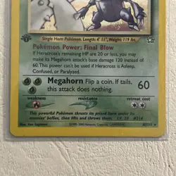 Pokemon TCG Heracross 6/111 1st Edition Neo Genesis Holo Rare LP - Image 4