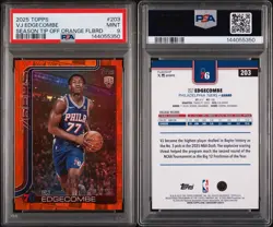 2025-26 Topps VJ Edgecombe #203 Orange Foil /25 PSA 9 Rookie Season Tip Off - Image 3