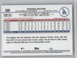 2024 Topps Shohei Ohtani #500 Black Crackle Foil - Image 2