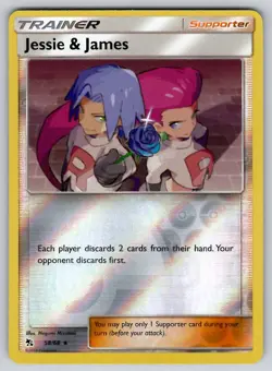 Jessie & James 58/68 Hidden Fates NM Pokemon Reverse Holo Rare - Image 1