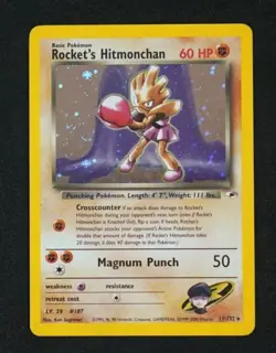 Pokemon TCG Rocket's Hitmonchan Gym Heroes Holo Rare 11/132 Swirl! 🌀 - Image 1