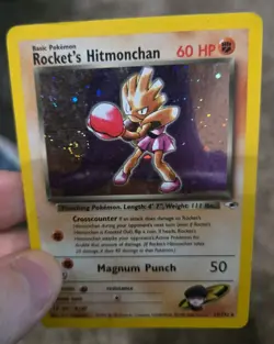 Pokemon TCG Rocket's Hitmonchan Gym Heroes Holo Rare 11/132 Swirl! 🌀 - Image 3