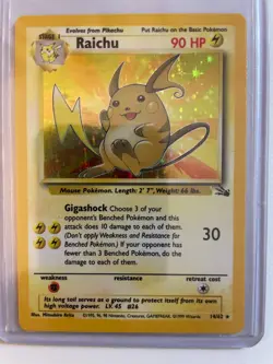 1999 Pokemon Raichu 14/62 Fossil Holo Unlimited Edition WOTC NM - Image 1