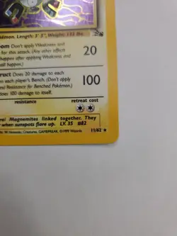 1st Edition Magneton Pokemon TCG Fossil Set Holo Rare Card 11/62 Vintage LP - Image 2