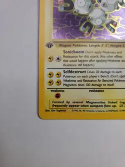 1st Edition Magneton Pokemon TCG Fossil Set Holo Rare Card 11/62 Vintage LP - Image 3