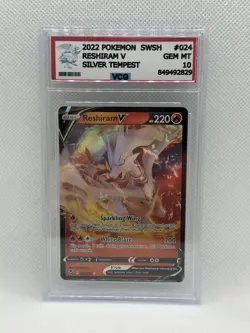 VCG 10 GEM MINT RESHIRAM V 024/195 Silver Tempest Full Art Pokemon- No Psa/BGS - Image 1