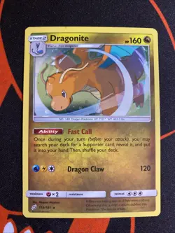 Pokemon Dragonite 119/181 Cosmos Rare Sun & Moon Team Up Holo NM ENGLISH - Image 1