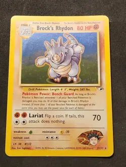 Pokemon Vintage Holo Brock's Rhydon 2/132 Gym Heroes Wotc 2000 - Image 4