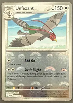 UNFEZANT (POKE BALL PATTERN) 073/086 UNCOMMON BLACK BOLT POKEMON - Image 1