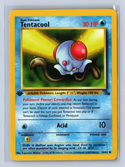 1999 Pokemon Fossil 1st Edition Tentacool #56/62 LP - Image 1
