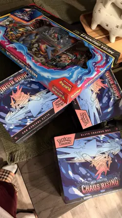 Pokemon TCG Mega Greninja Premium Collection Box + 2 Chaos Rising ETBs (3) - Image 1