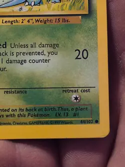Pokemon TCG Bulbasaur 1995 44/102 1st Edition Shadowless - Image 5