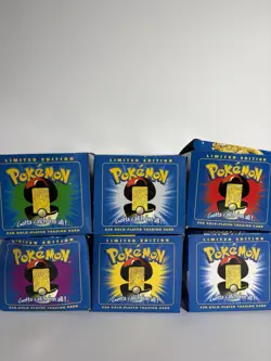 Pokemon 23K Gold-Plated Limited Edition Trading Card Set of 6 w/ Boxes COA - Image 1