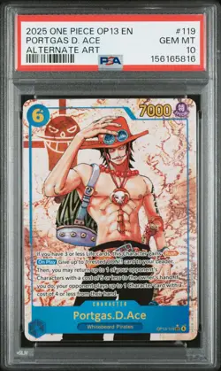2025 ONE PIECE OP13 CARRYING ON HIS WILL EN SEC ALT ART PORTGAS D. ACE PSA 10 - Image 1
