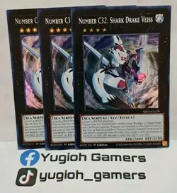 YUGIOH NUMBER C32 SHARK DRAKE VEISS X3 SUPER LIGHT PLAYED - Image 1