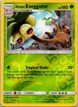 Alolan Exeggutor 2/131 Forbidden Light Pokemon Card Reverse Holo Rare -lp - Image 1