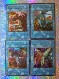 Yu-Gi-Oh! Set of 4 Legendary Dragon Cards – Timaeus, Hermos & Critias Holo - Image 1