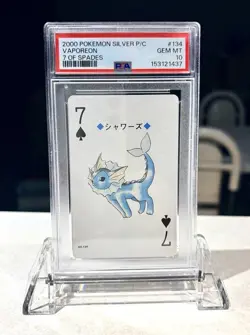 PSA 10 - 2000 POKEMON SILVER VERSION PLAYING CARDS 7 OF SPADES #134 VAPOREON - Image 1