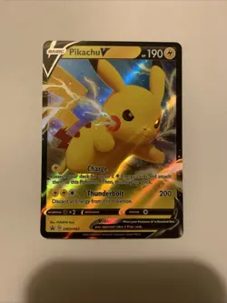Pokemon TCG Pikachu v SWSH061 Full Art Holo Card Sword and Shield Promo - Image 1